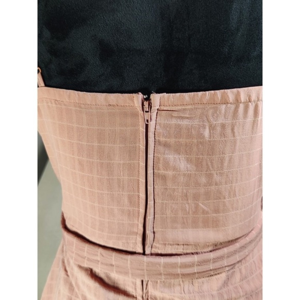 Trixxi Pink Plaid Ruffle Wrap Dress‎ Spaghetti Strap V Neck Tie Waist feminine - Picture 10 of 12